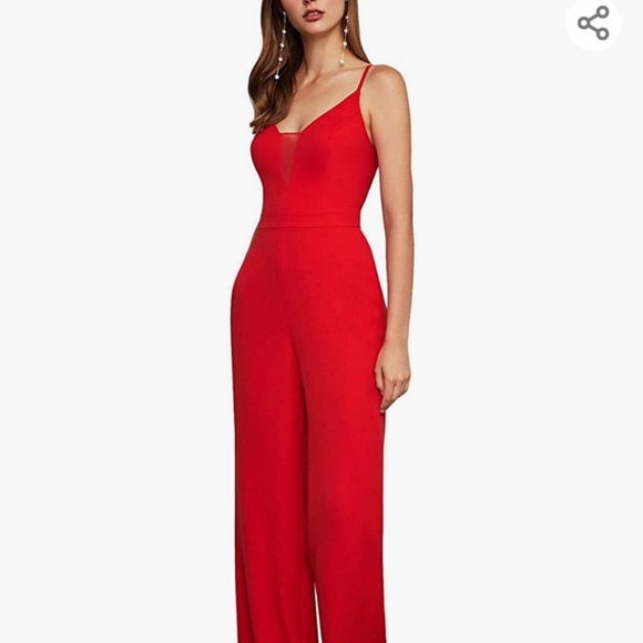 BCBG MaxAzria Red Sleeveless Wide Leg Jumpsuit - Picture 2 of 15